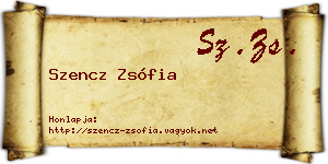 Szencz Zsófia névjegykártya